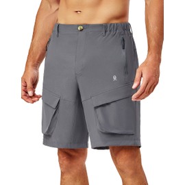 Little Donkey Andy Men's Stretch Quick Dry Cargo Shorts for Hiking, Camping, Travel Grey Size 4XL