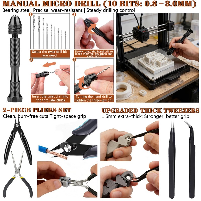 66Pcs 3D Printer Tools Kit with Storage Case, All-in-One Accessories
