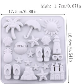 AIBOYA 2Pcs Summer Beach Theme Silicone Molds Coconut Tree Starfish Shells Beacon Pineapple Candy Mold For Candy Chocolate