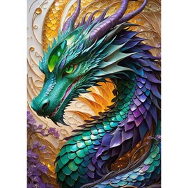 Jawecci Dragon Diamond Painting Kits, 5D DIY Diamond Painting Dragon Kits for Adults Beginners, Full Drill Round Diamond Art Painting Dots Craft Set Gifts 30X40cm