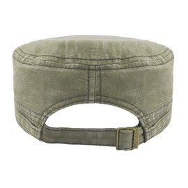 Glamorstar Unisex Cadet Army Cap Washed Cotton Twill Military Corps Hat Flat Top Cap, Green, One Size