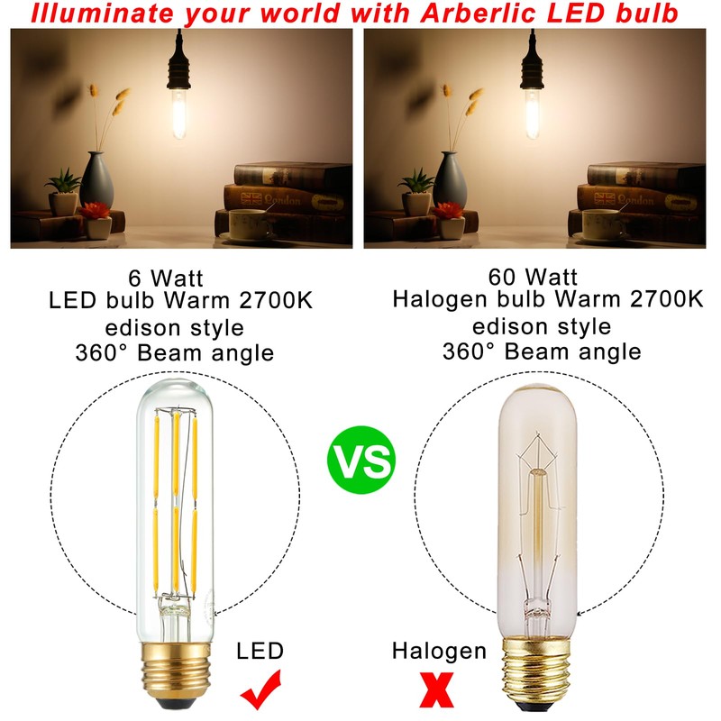 Arberlic 5 Inch T10 LED bulb,6W tubular light bulb Equivalent