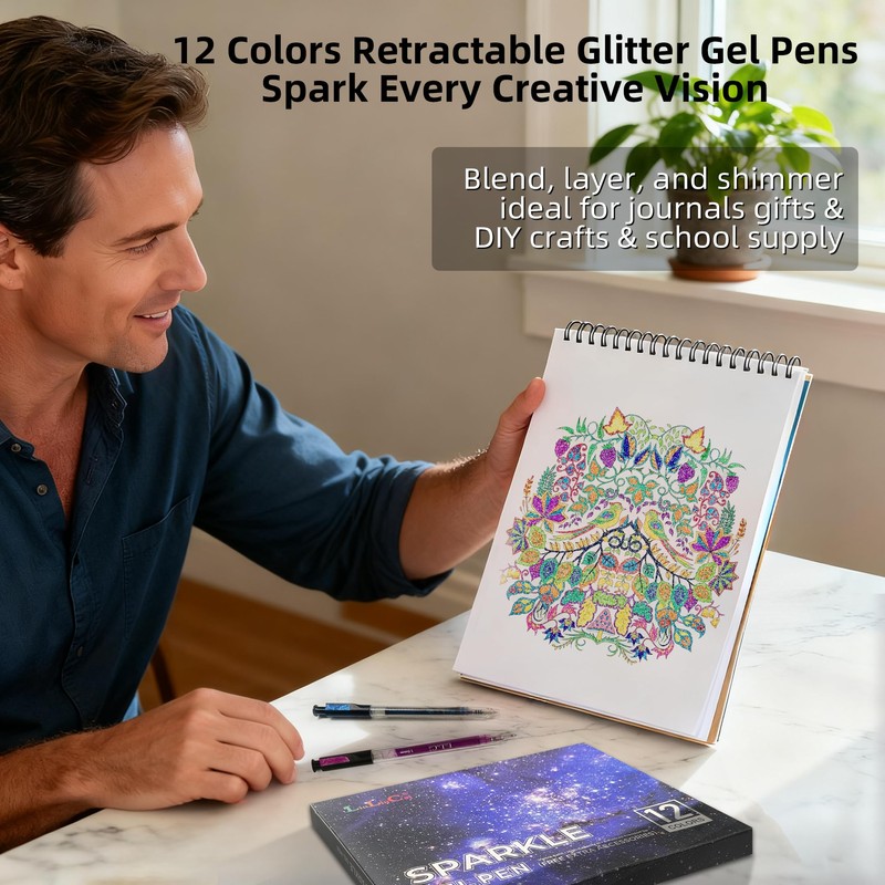 Stocking Stuffers for Teen Girls Boys,12 Colors Retractable Glitter Gel