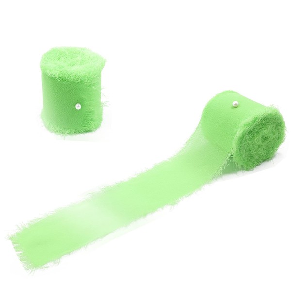 2 Rolls 1.5 Inch x 5.5 Yard Handmade Fringe Chiffon