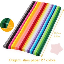 Yesallwas 1350 Sheets Origami Star Paper Strips Double Sided Lucky Star Decoration Folding Strips DIY Hand Crafts Paper Art 27 Colors