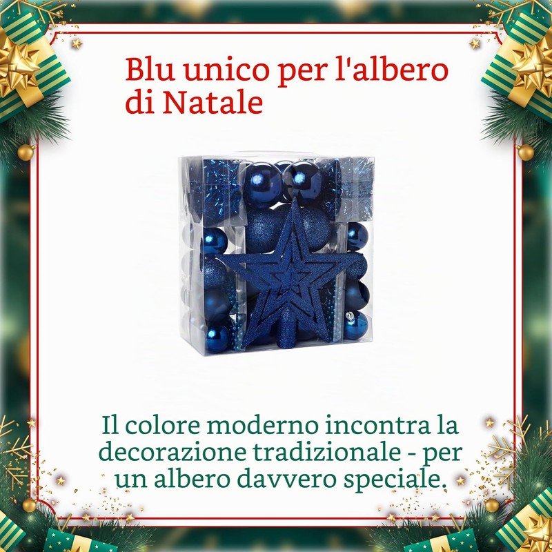 HEITMANN DECO - Addobbi per albero di Natale, colore blu,