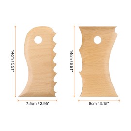 sourcing map 2pcs Pottery Ribs Trimming Tools Beech Pottery Profile Big Wave Design Shaping Texture Rib Beech Wood for Carving Ceramics Clay