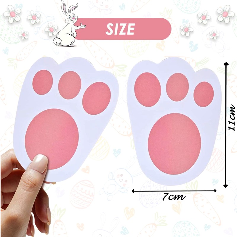 60Pcs Easter Bunny Feet, Easter Themed Yard Signs, Paw Prints,