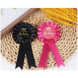 COLORFUL BLING It's My Birthday Ribbon, Satin Fabric Happy Birthday Birthday Queen Ribbon Tinplate Badge Pin for Girls, Boys, Award Rose Badge Brooch Party Decoration-Rose Pink