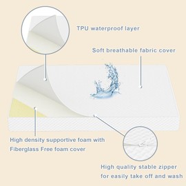 Moonlightfamily 3 inch 38"x26" Mini Crib Mattresses, Waterproof and Removable Cover, Machine Washable, High Density Firm Support Foam, Carry Bag Included, Fits Mini Crib Bed, Indoor & Outdoor Use
