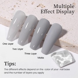 MAYCHAO Jelly Grey Gel Nail Polish 1Pc Nail Polish 15ML Soak Off UV LED Nail Gel Polish Nail Art Starter Manicure Salon DIY at Home, 0.5 OZ