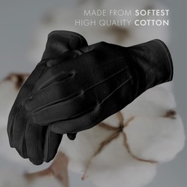 THE MASONIC COLLECTION - Plain Cotton Gloves for Men - Soft & Lightweight - Washable & Reusable Material - Popper Snap Fastening - Freemasons Gift Accessory for Men