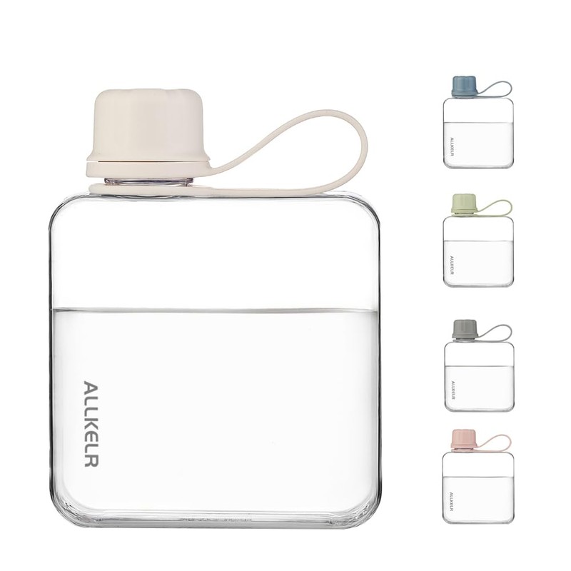 ALLKELR Portable Flat Water Bottle,BPA Free Reusable Tritan Plastic Travel