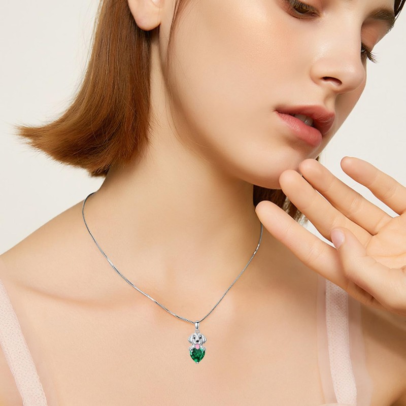 OUTANG Golden Retriever Dog Necklace with Synthetic Birthstone Dog Pendant