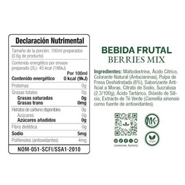 Nature's Factory Bebida Frutal en Polvo Sabor Moras Mix, Bajo en Calorías, 10 piezas de 12 gramos