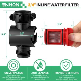 Enhon 2 Pack Inline Water Filter for Garden Hoses, Garden Hose Filter with Rubber Seal and Filt O Ring, 50 Mesh Stainless Steel Screen, High Flow 11 GPM, Max Pressure 120 PSI, Protects from Sediment