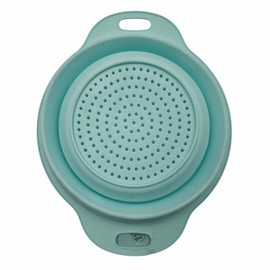 Collapsible Colander – Pastel Assorted Colours – Space-Saving Folding Strainer for Kitchen, Camping & Caravanning – 23.5cm Diameter – PP & TPR (Green)