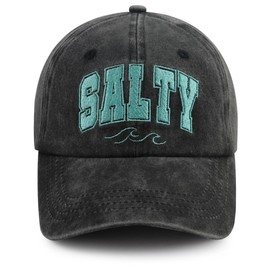 Tbstlumd Salty Beaches Hats for Women Men, Surf Decor Summer Beaches Essentials, Funny Surfer Baseball Cap, Vacation Retirement Birthday Gifts for Dad Mom Black