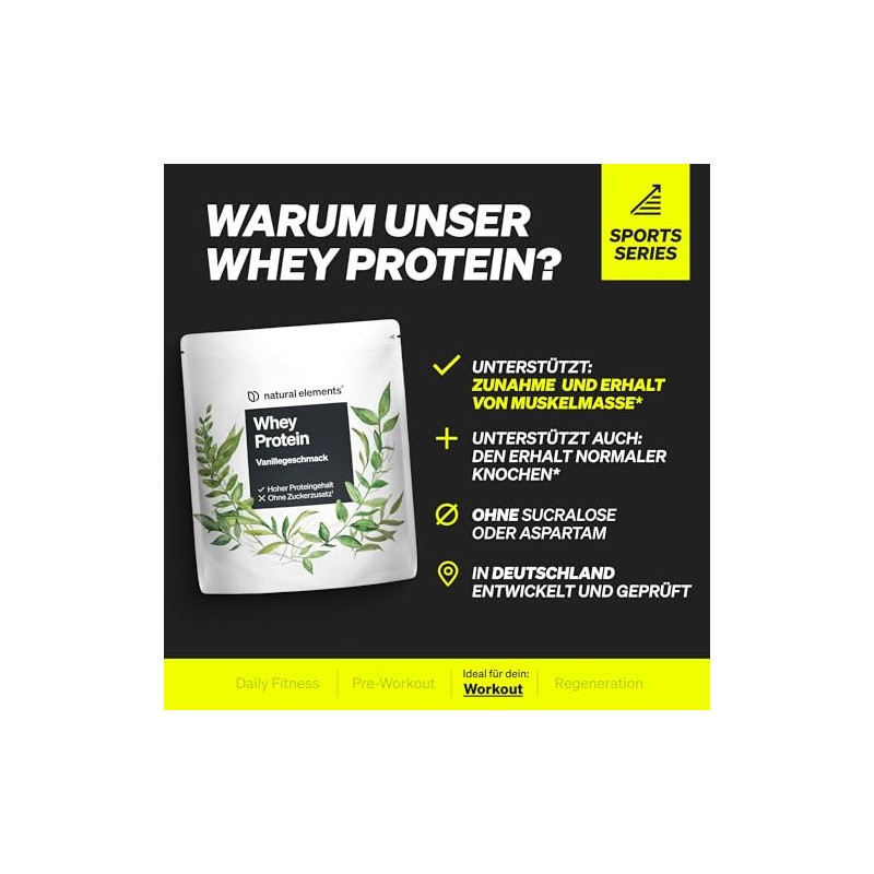 natural elements Whey Protein Powder - Vanilla - 1 kg