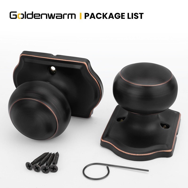 Goldenwarm Oil Rubbed Bronze Dummy Door Knobs, Single Side Bronze