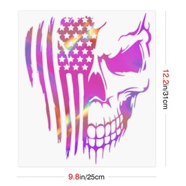 TOCCOOL Vibrant Holographic US Flag Skull Car Decals for Engine Covers & Body - Durable Vinyl Stickers for Car/Truck/SUV (9x11inch, Laser-Sharp Design)