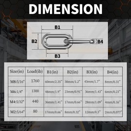 Stainless Steel Link Chain, 304 Stainless Steel Link Proof Coil Chain Heavy Duty Chains Hanging Safety Chain for Swing Plants Anti-Theft
