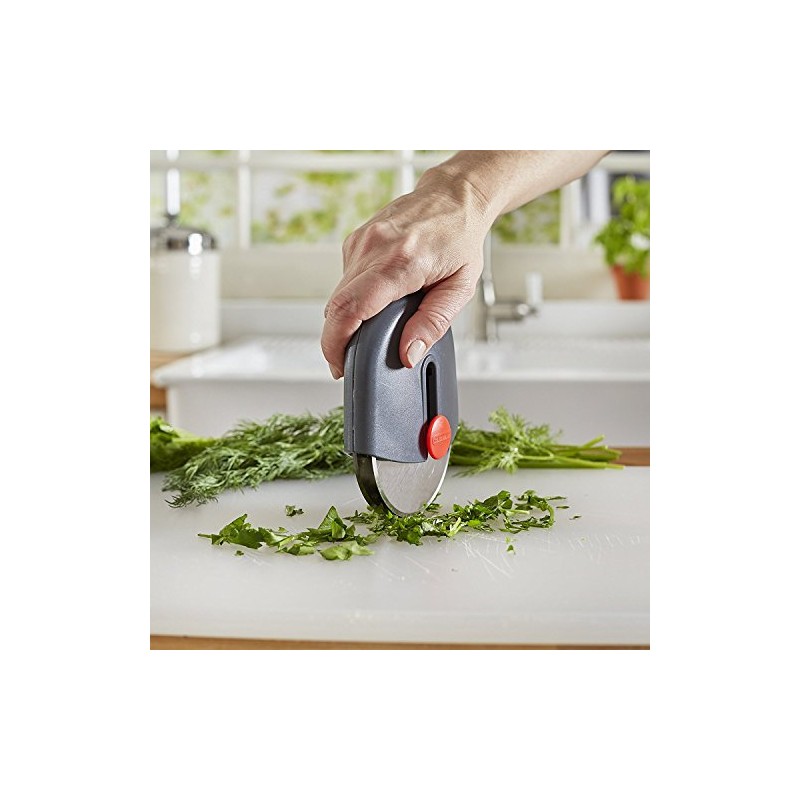 Casabella Cut 'n Slice Pizza Cutter, Dark Grey/Red