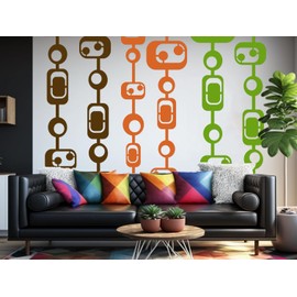 Mid-Century Modern Circular Wall Decal | 70s Retro Wall Sticker | Vintage Decor | Peel and Stick Sticker | 80” Tall x 22” Wide