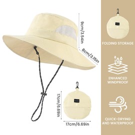 FYting Women's Sun Hat Sun Protection Head Women Men Foldable UPF 50+ Rainproof Sun Protection Quick Drying Beach Swimming Pool Camping Picnic Mountaineering Fishing Travel (Pink), beige, M