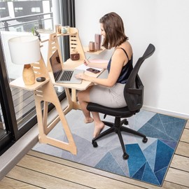 SAIKOOWA Office Chair Mat for Hardwood Floor, 36"x48" Office Rug Easy to Move,Floor Mat for Office Chair,Rolling Chair Mat - Office Home Anti-Slip Desk Chair Mat for Laminate/Tile Floor, Blue Grey