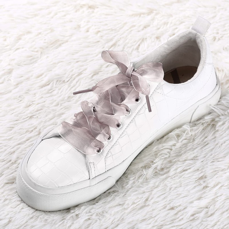 [Allegra K] Organza Shoelaces Ribbon Shoe Laces Flat Laces Wide