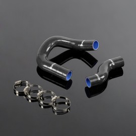 PIT66 Silicone Radiator Hose Kit,Compatible with 1968-1973 Nissan Datsun 510 KA24-DE Black with Clamps