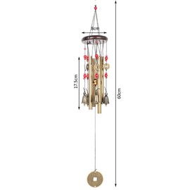 BWINKA Chinese Traditional Amazing 4 Tubes 5 Bells Bronze Yard Garden Outdoor Living Wind Chimes 60cm