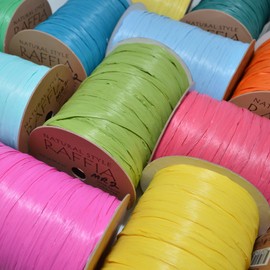 Morex Ribbon 100% Rayon Matte Raffia Biodegradable Ribbon, Pink, 1/4" x 100 Yd