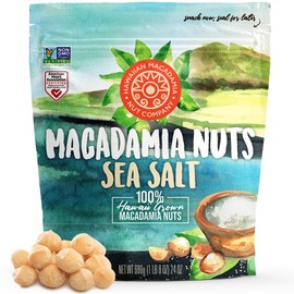 Hawaiian Macadamia Nut Company Dry Roasted Macadamia Nuts with Sea Salt 24 Oz, Source of Fiber, Gluten-Free and Certified Non-GMO, Premium Quality, Crunchy and Delicious