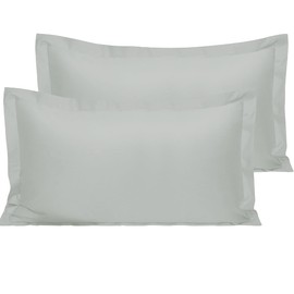 NTBAY 2 Pack 500 Thread Count 100% Egyptian Cotton Oxford Pillowcases, Super Soft and Breathable Euro King Pillow Cases | Hotel Quality Pillow Shams, 50x90 cm, Light Grey