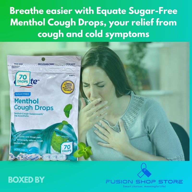 Sugar Free Menthol Cough Drops- 70ct (Pack of 1), Boxed