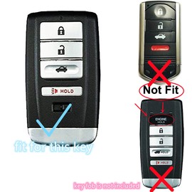 Silicone Smart Remote Key fob Cover case Compatible with 2015-2021 Acura ILX MDX RDX RLX TLX.Part Number：KR5V1X（4 Buttons） (Black+Black)