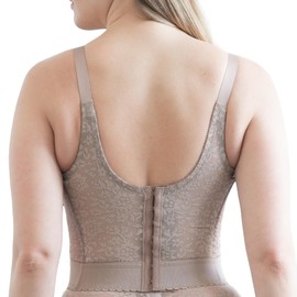 2202 Longline Wireless Bra | Extra-Firm Shapewear Support | Made in USA | Expandable Cups & Posture Back | Mocha 40D