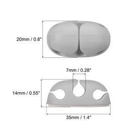MECCANIXITY 3pcs Cable Clips Cord Organizer for Desk, 3 Slots Silicone Adhesive Cord Holders Organizer Cable Management for USB Charging Cable, Grey