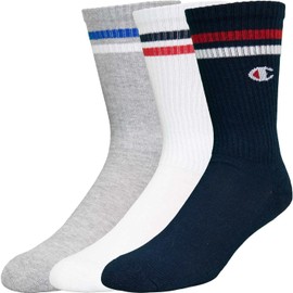 Champion Crew Socks Pack of 3, Navy, white, grey