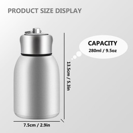Boziee 280 ml Small Stainless Steel Thermos Flask, BPA-Free, Portable Insulated Flask for Hot and Cold Drinks (Silver Gold)