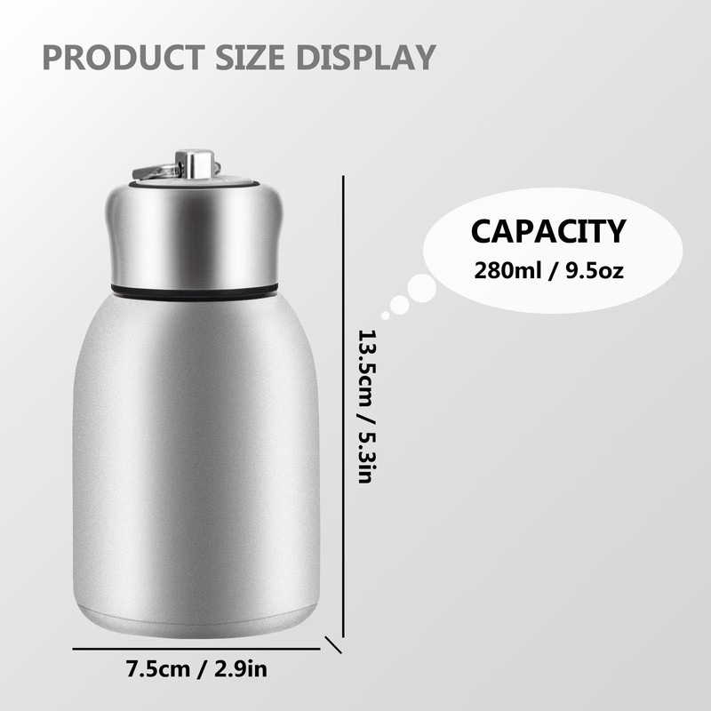 Boziee 280 ml Small Stainless Steel Thermos Flask, BPA-Free, Portable