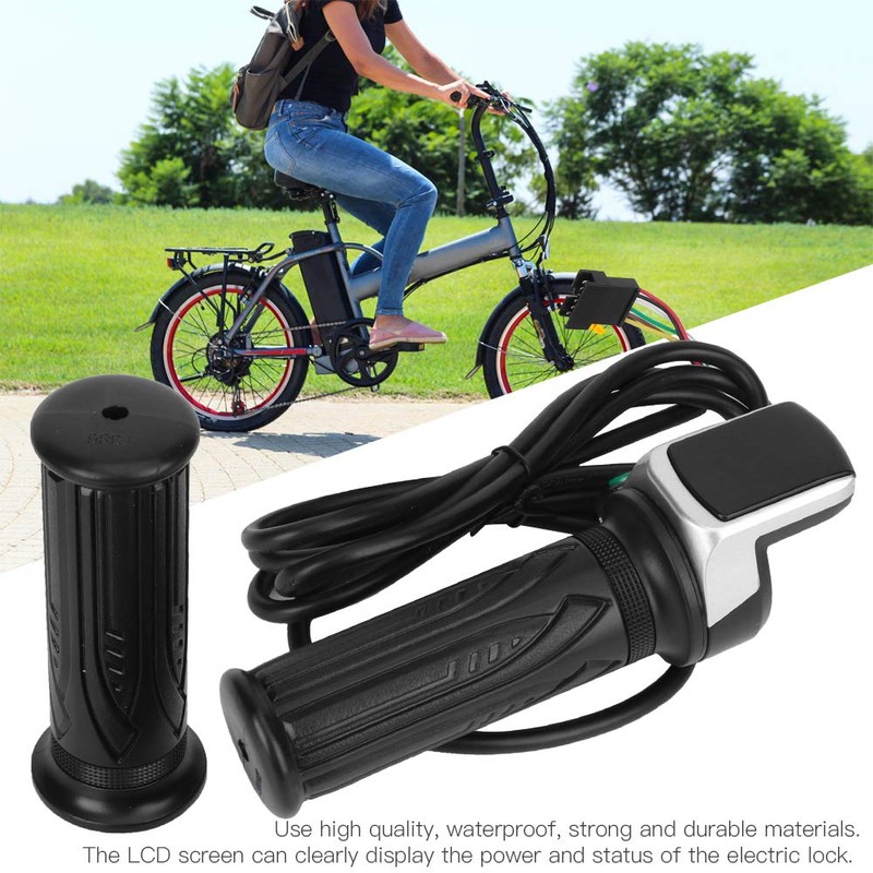 1 Pair Electric Bicycle Handlebar with LCD Power Display, Accelerator