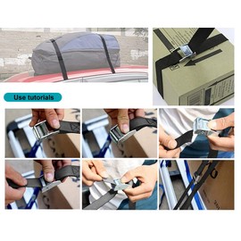 Short Tie Down Straps, Pack of 6, 250 kg, 0.5 m, 1 m, 2 m, Black Lashing Straps, Motorcycle Lashing Strap for Motorcycle, Bicycle Carrier, Extremely Robust Lashing Strap (0.5 m x 6 Pieces)