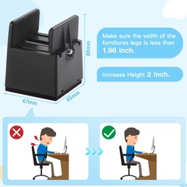 SEISSO 2 Inch Heavy Duty Bed Risers, Furniture Risers with Adjustable Screw Clamp, Dorm Bed Lifts Risers Support to 1000 Lbs Fit for Table, Desk, Couch, Chair Leg Extenders (4 Pack, Black)