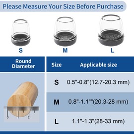 24 Stück Stuhlbeinkappen Rund, Stuhlbeinschoner Silikon Transparent, Chair Leg Floor Protectors, Gleiter für Hartholzböden, Verhindert Kratzer im Boden, geringeres Rauschen 13-20mm