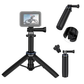Action Camera Tripod, Selfie Stick Tripod for Gopro Camera, Universal 1/4" Screw Compatible with GoPro Max Hero DJI OSMO Action Camera, Portable Vlog Grip for Outdoor Sports Travel Recording