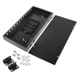 YAODHAOD 4-12 Port Fiber Optic Wall Mount Enclosure Box, Fiber Optic Distribution Box,SCLC Square Port Optical Fiber Termination T Fiber (Rack 4port - 12 Ports, Black)