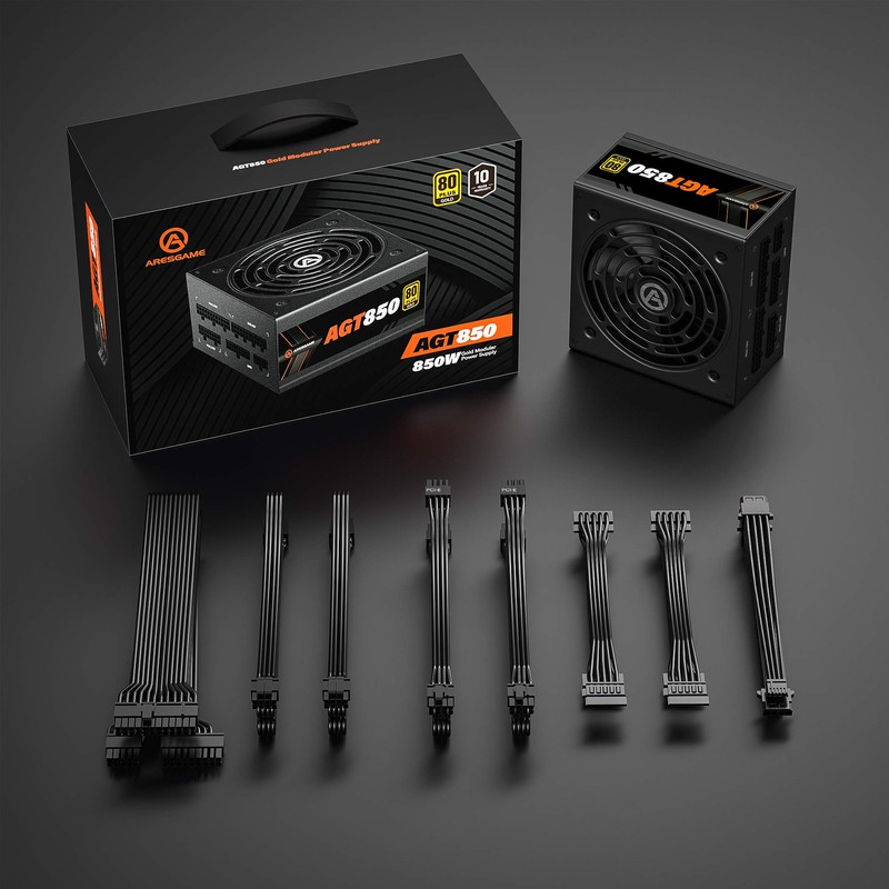 ARESGAME AGT Series 850W Power Supply, 80+ Gold Certified, Fully